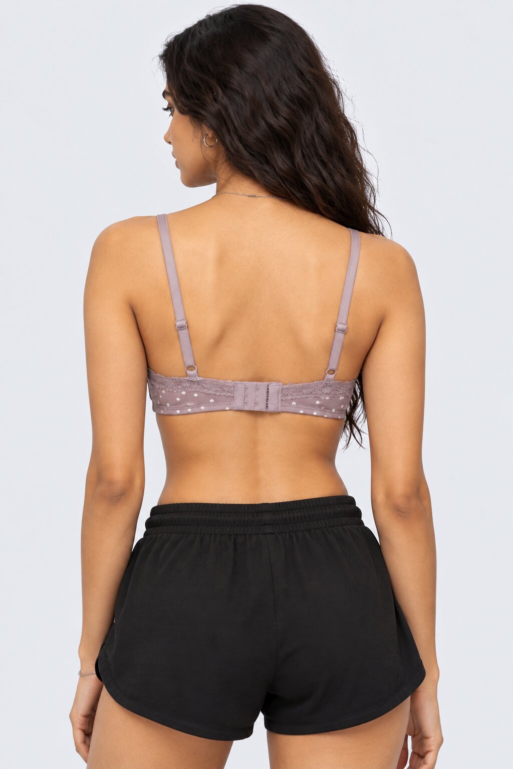Womens Lilac Polka Dots Lace Bra - Image 5