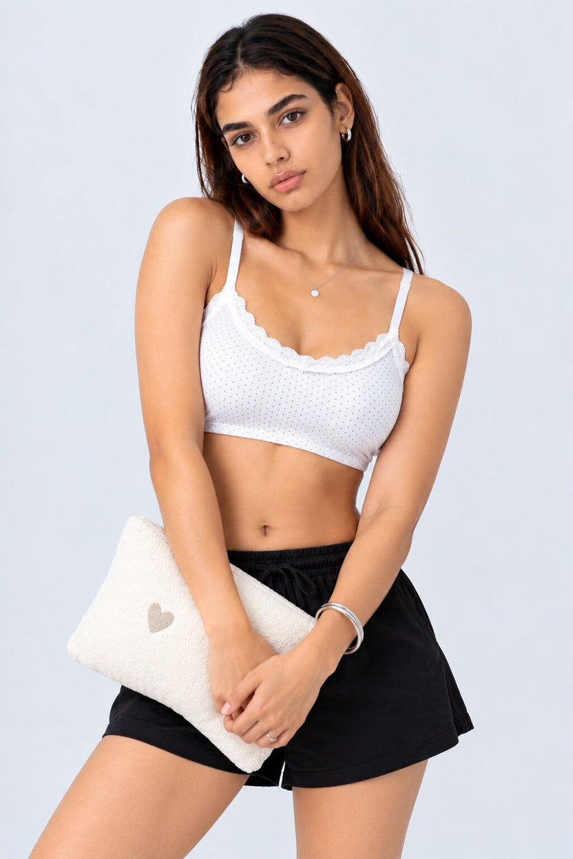 Womens White Polka Dots Bra - Image 1