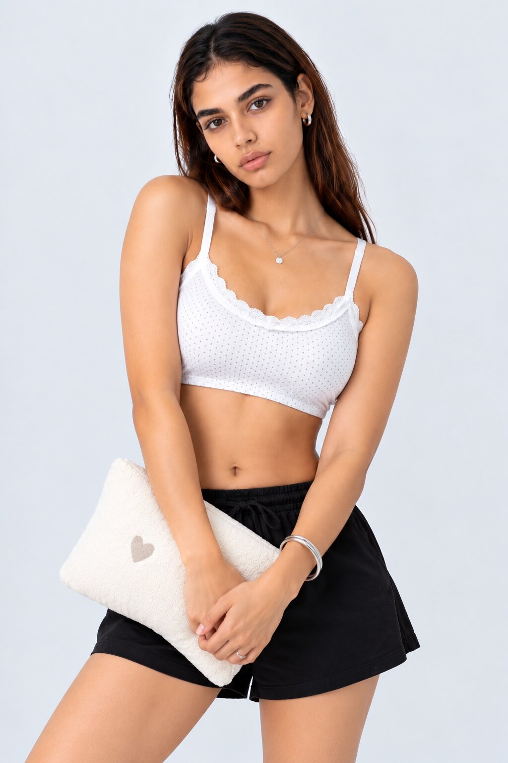 Womens White Polka Dots Bra - Image 1