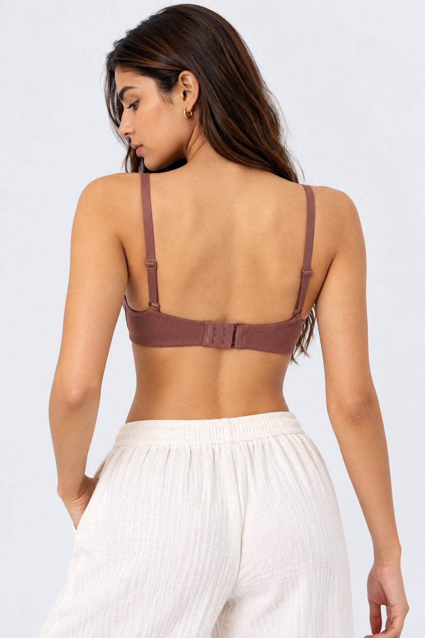 Womens Taupe Lace Detailed Padded Bra - Image 5