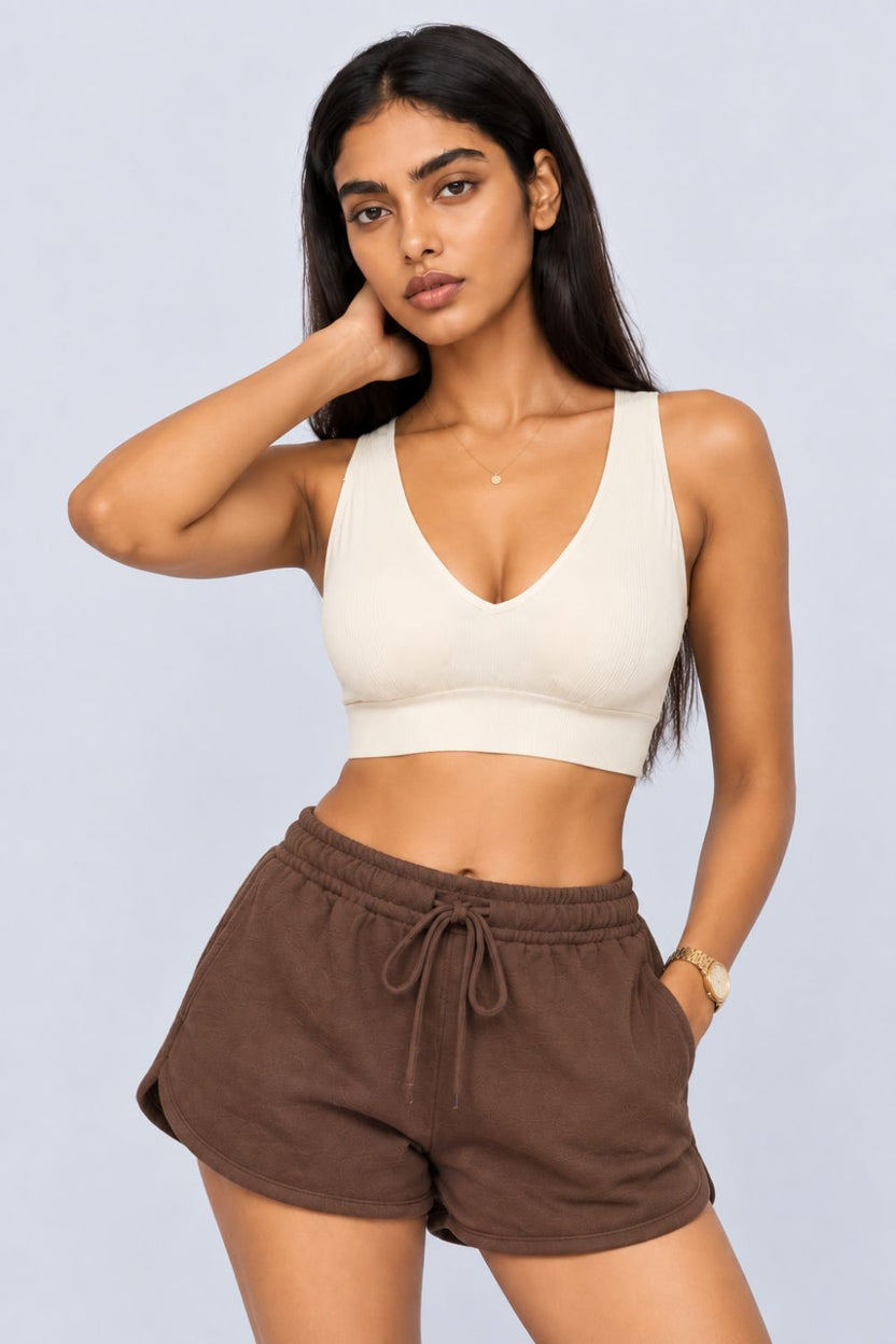 Womens Off White Seamless Ribbed Bra - Image 2