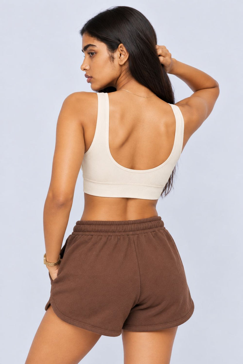 Womens Off White Seamless Ribbed Bra - Image 5