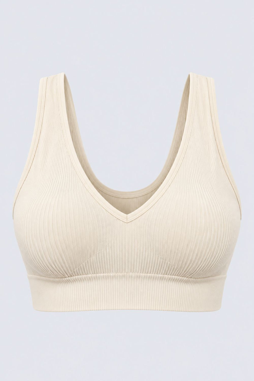 Womens Off White Seamless Ribbed Bra - Image 7