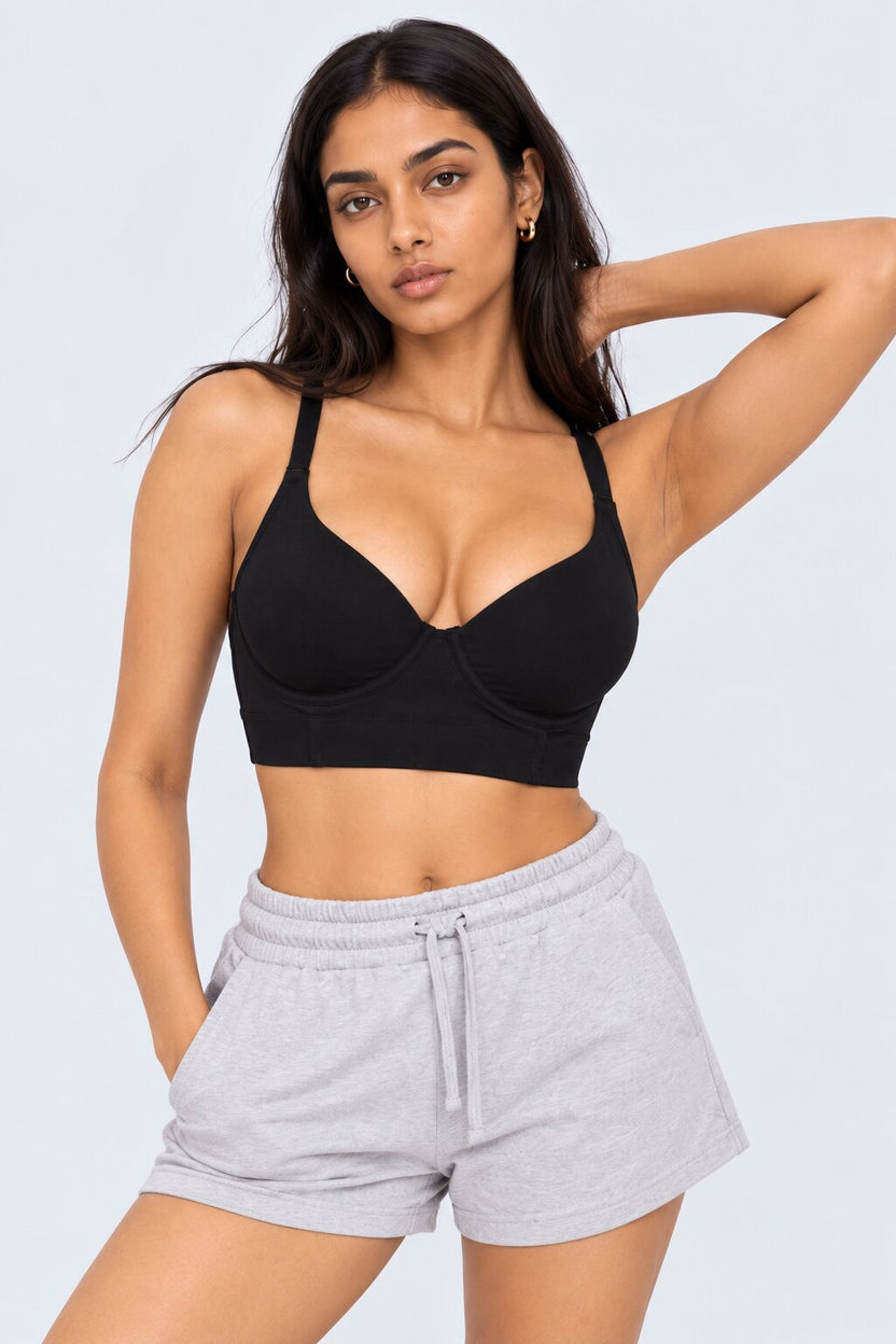 Womens Black Solid Padded Bra - Image 2