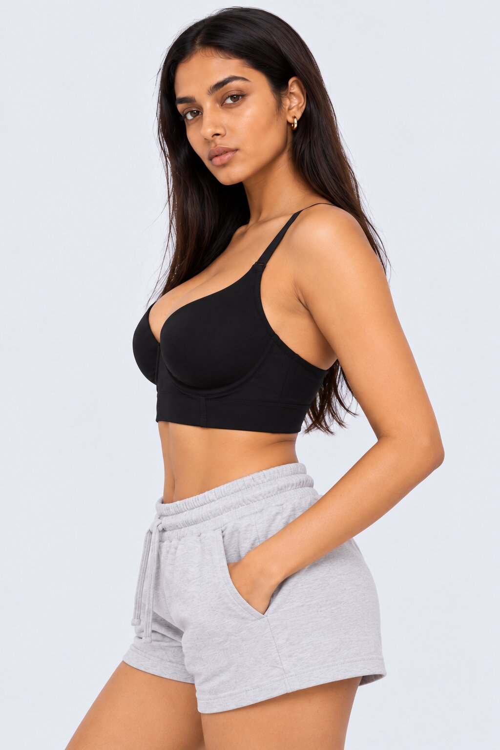 Womens Black Solid Padded Bra - Image 4