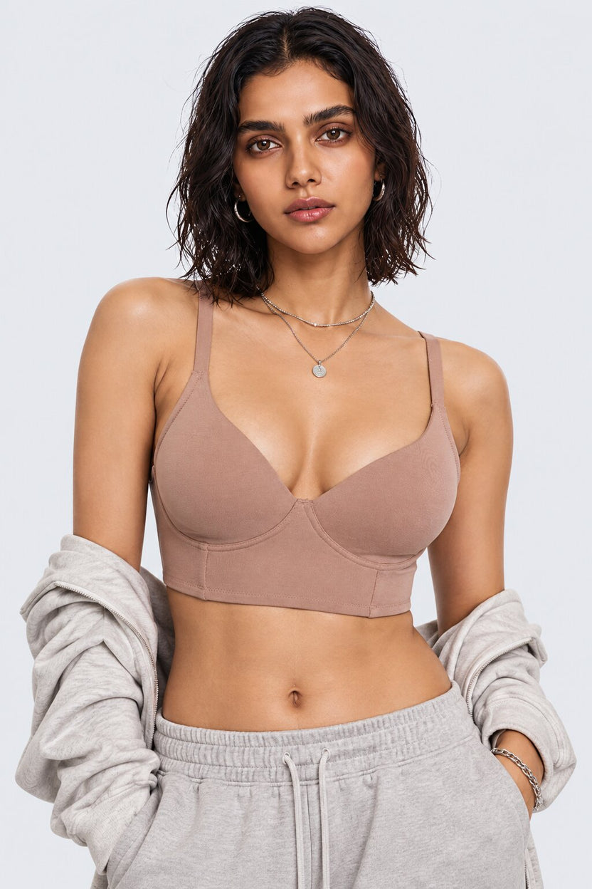 Womens Beige Solid Padded Bra - Image 1