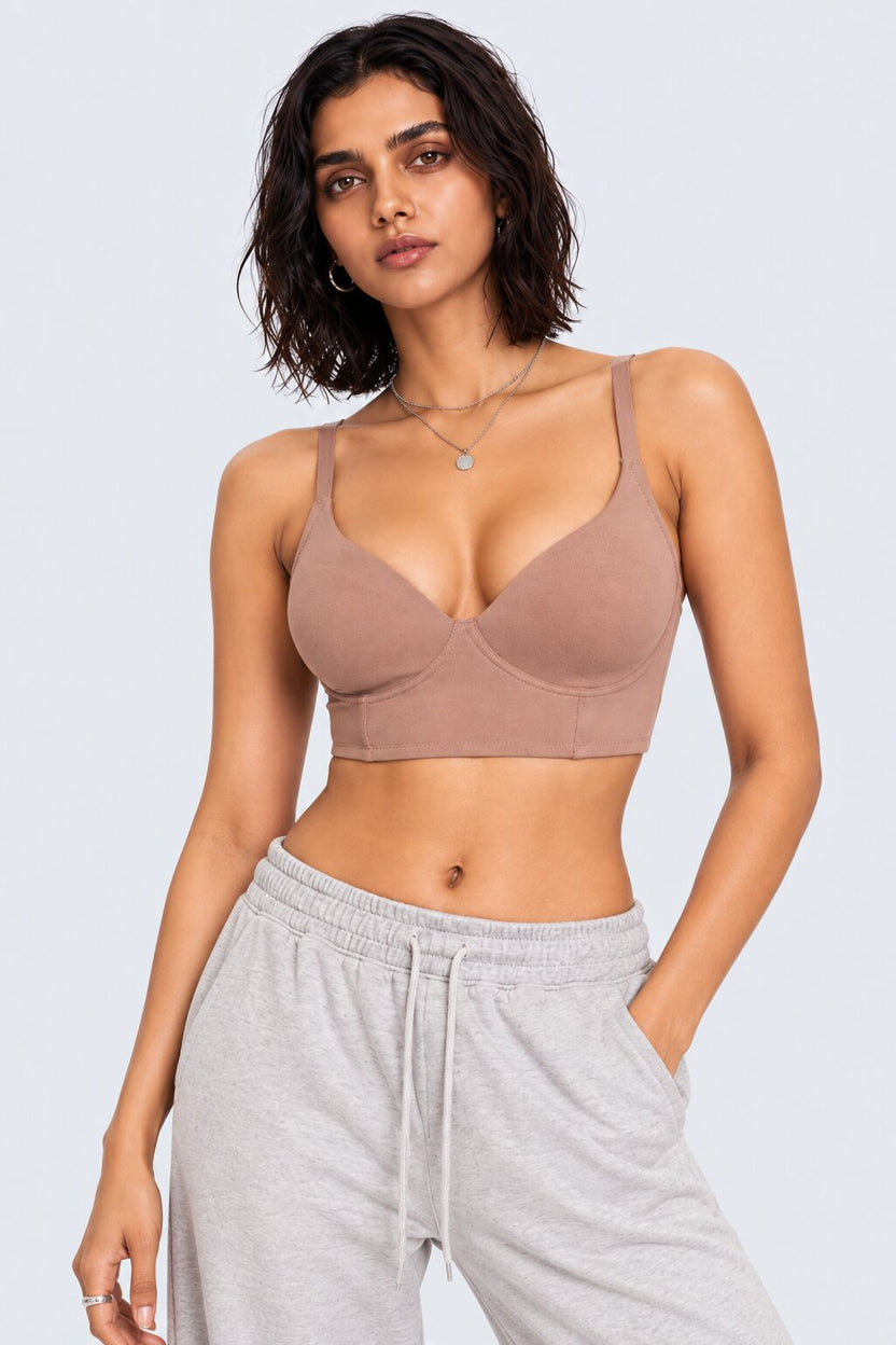 Womens Beige Solid Padded Bra - Image 2