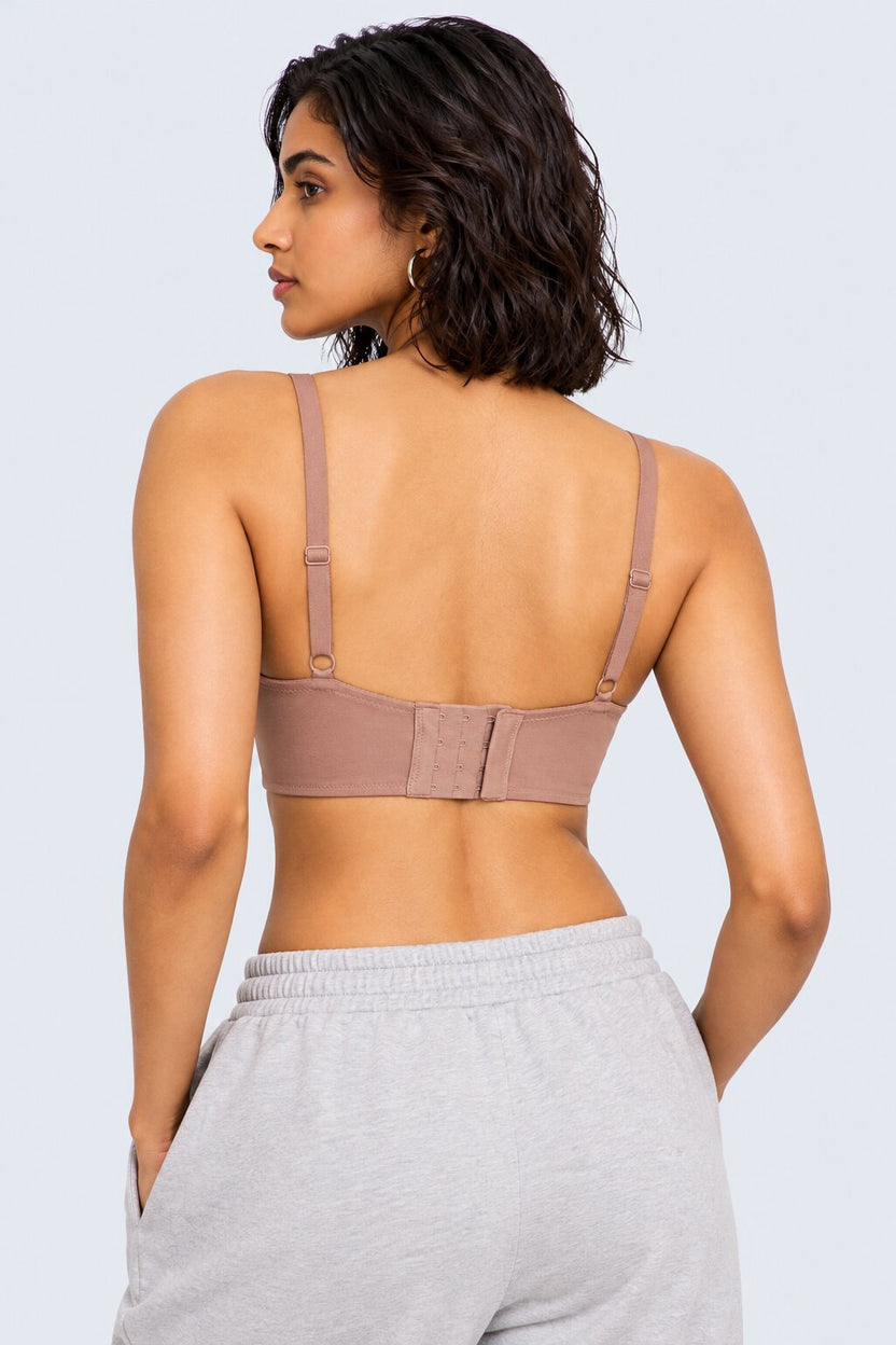 Womens Beige Solid Padded Bra - Image 5