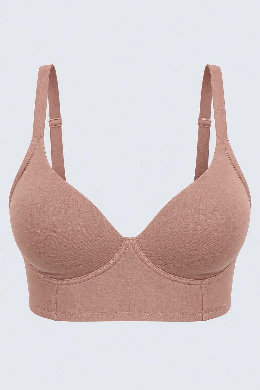 Womens Beige Solid Padded Bra - Image 7