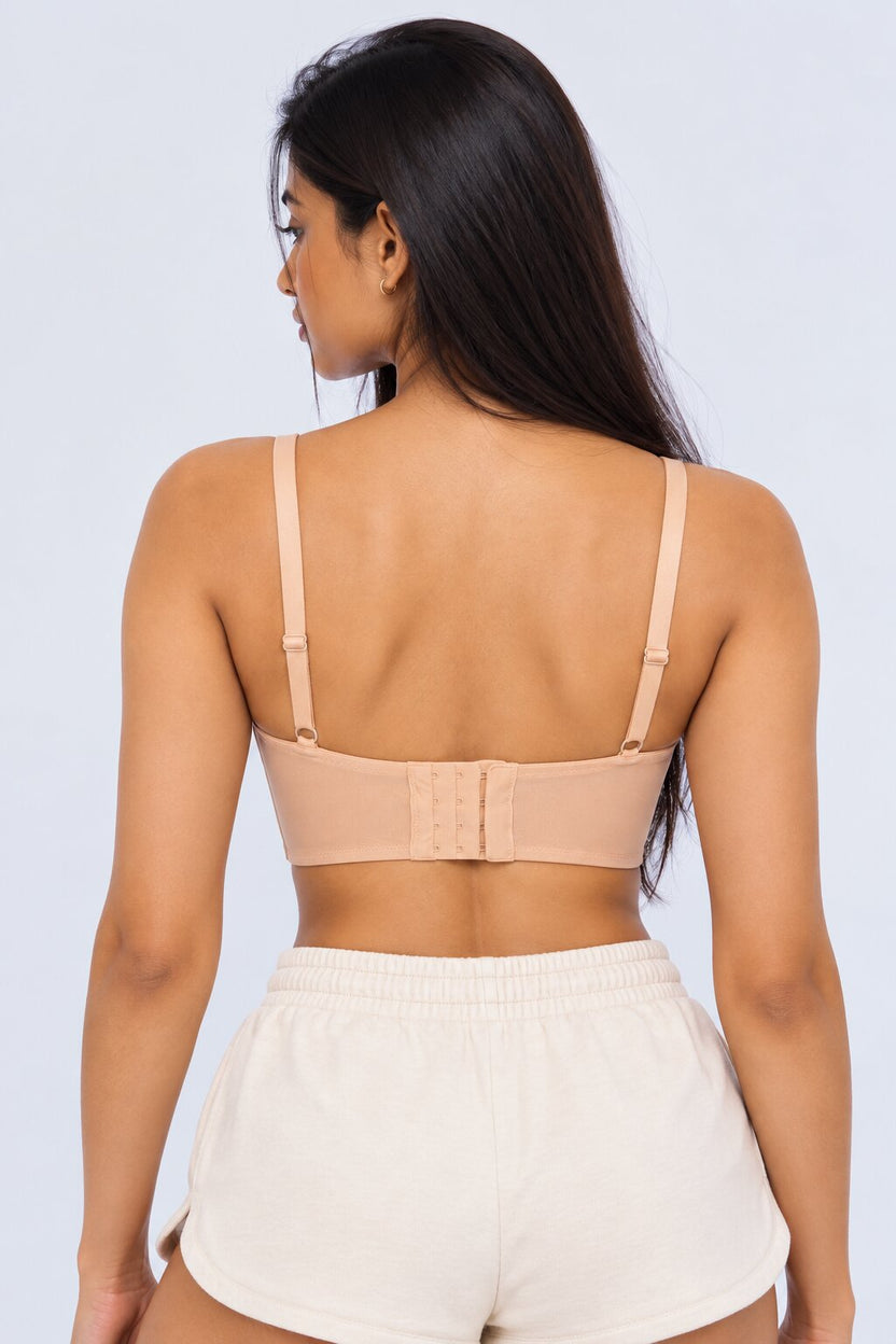 Womens Taupe Solid Padded Bra - Image 5