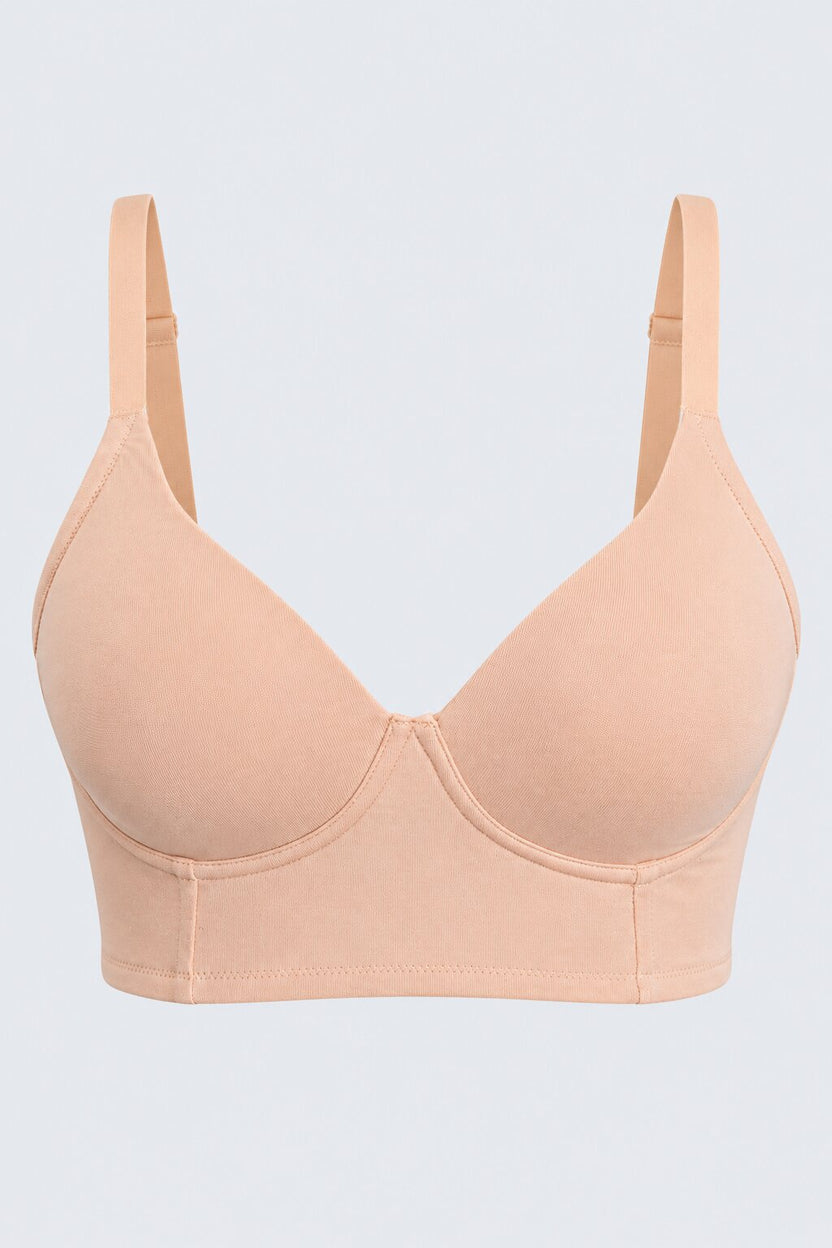 Womens Taupe Solid Padded Bra - Image 7