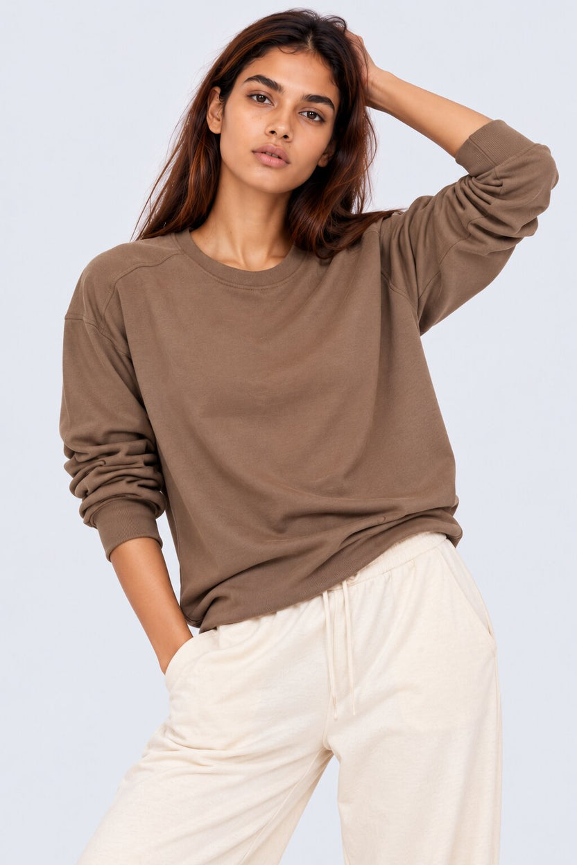 Womens Mocha Brown Oversized Sweatshirt - Image 1