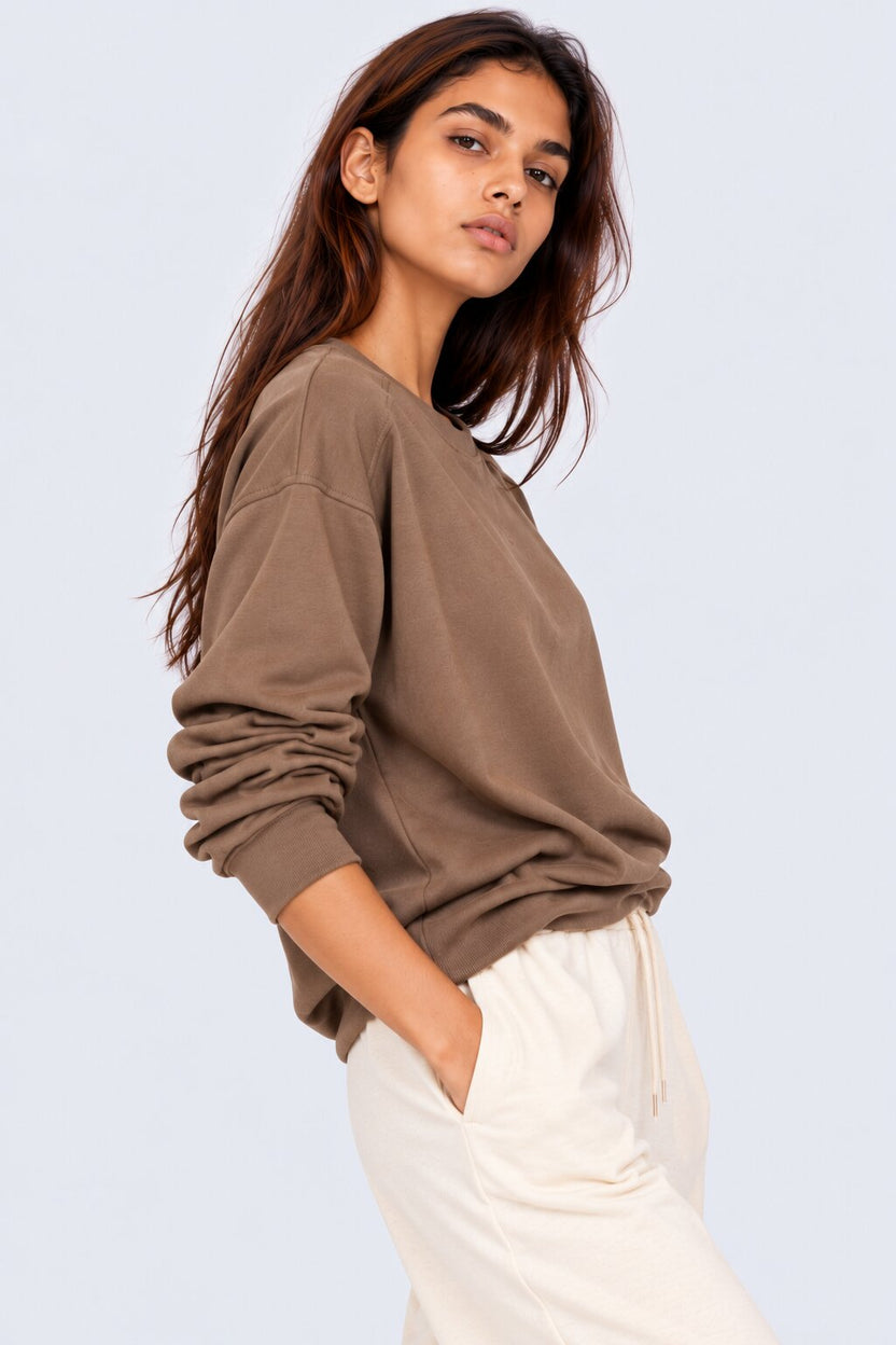 Womens Mocha Brown Oversized Sweatshirt - Image 2