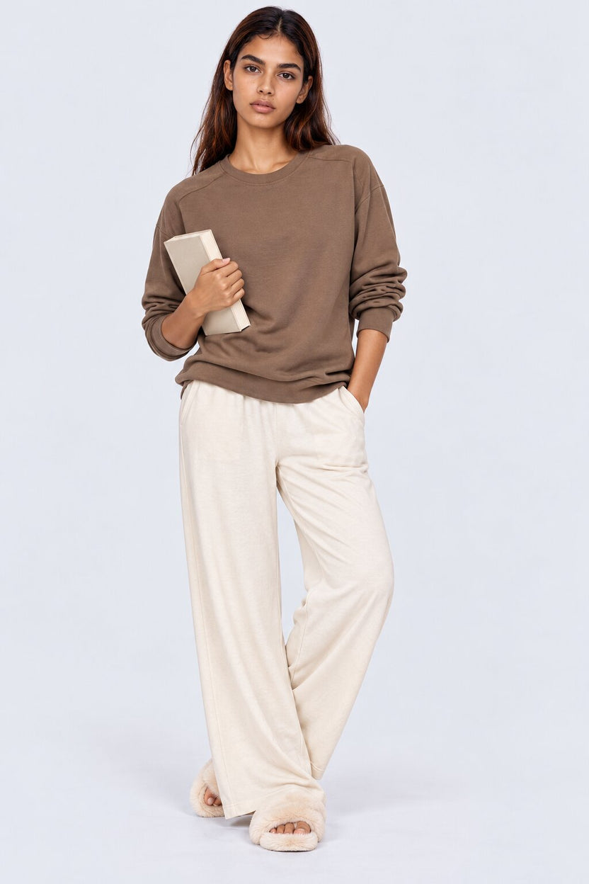 Womens Mocha Brown Oversized Sweatshirt - Image 5