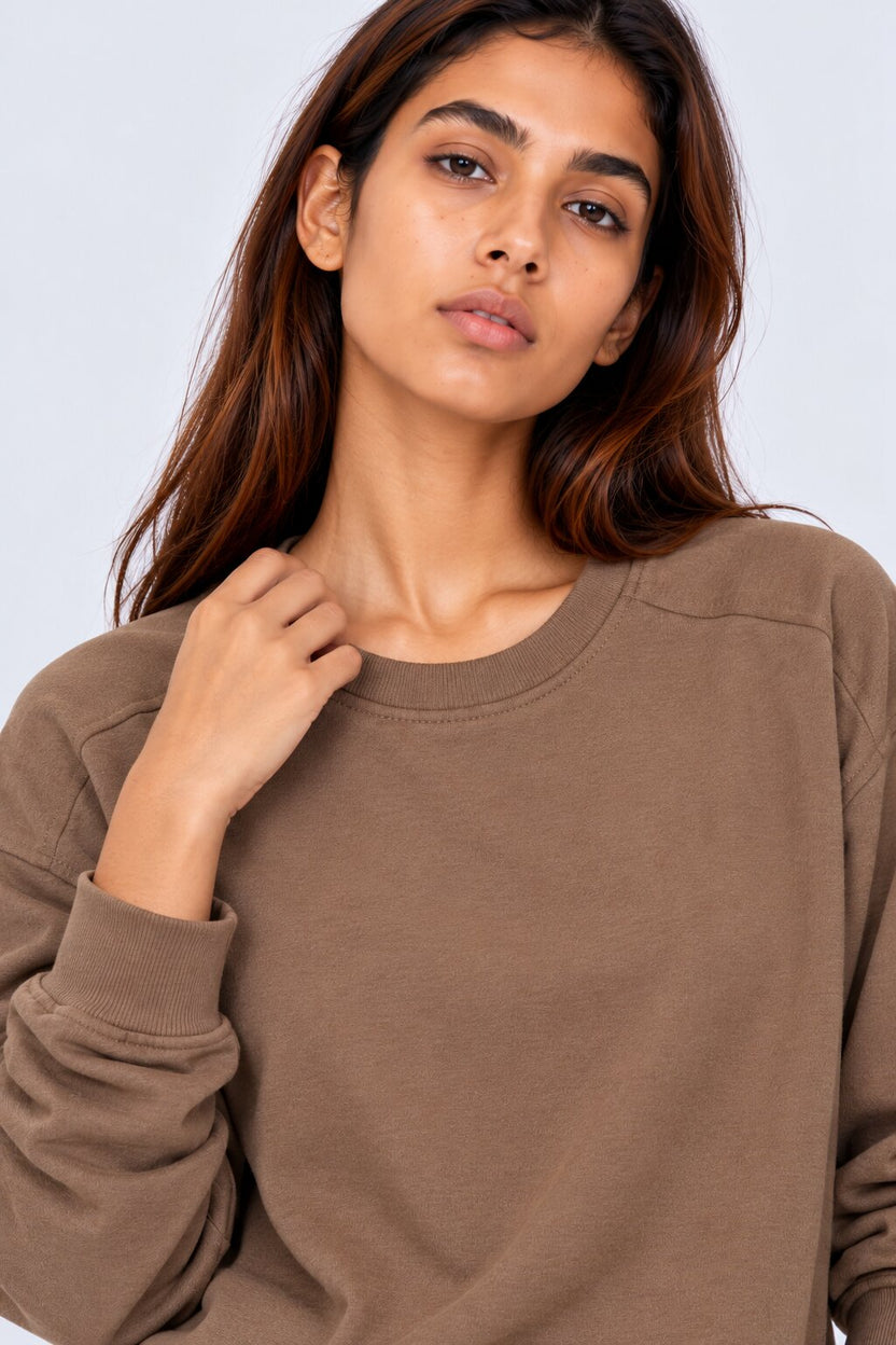Womens Mocha Brown Oversized Sweatshirt - Image 8