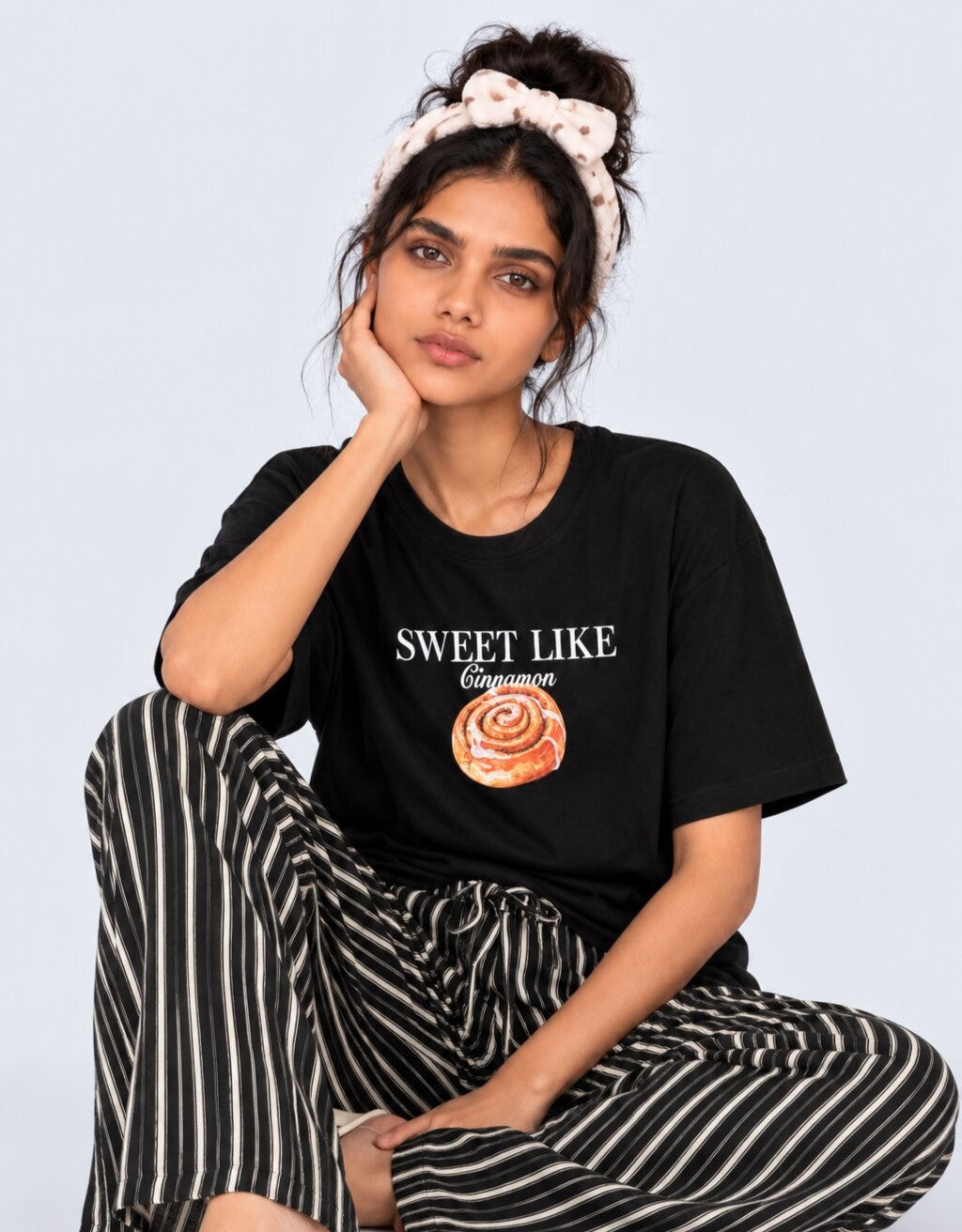 Womens Relaxed Fit Black Typographic T-Shirt - Image 1