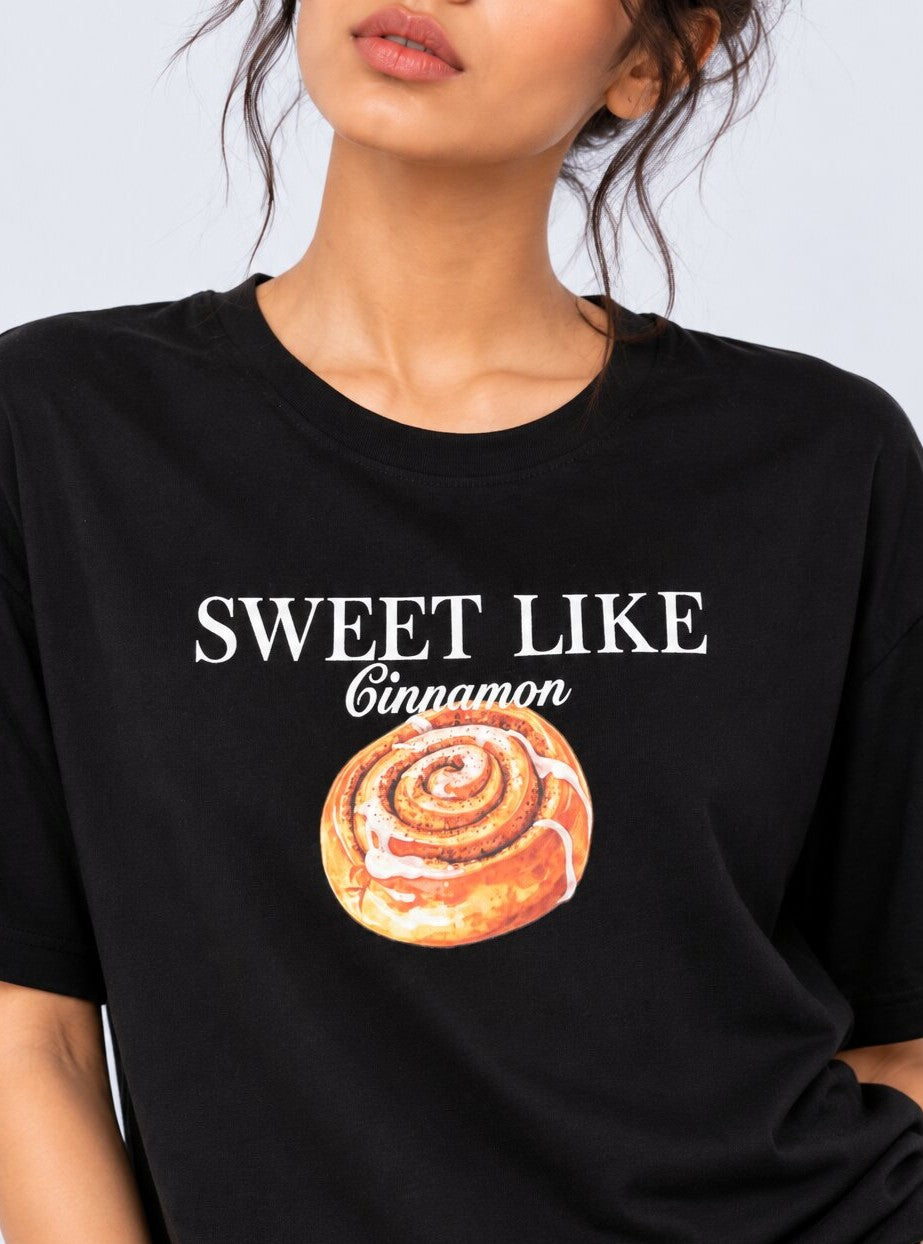 Womens Relaxed Fit Black Typographic T-Shirt - Image 9