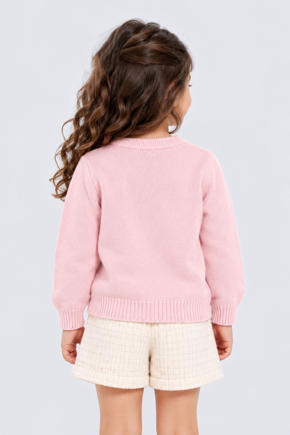 Girls Pink Butterfly Embellished Knit Sweater - Image 3