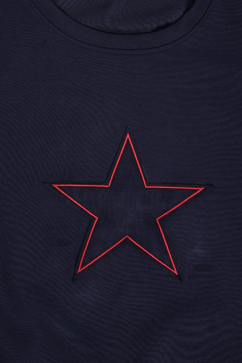 Womens Navy Star Graphic Crew Neck Sweatshirt - Image 8