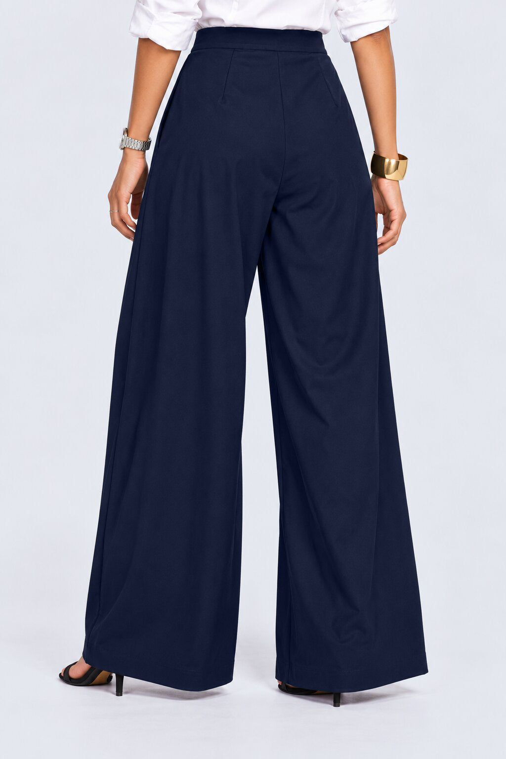 Womens Navy Belted Straight Fit Trouser - Image 5