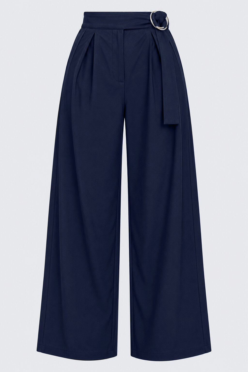 Womens Navy Belted Straight Fit Trouser - Image 7