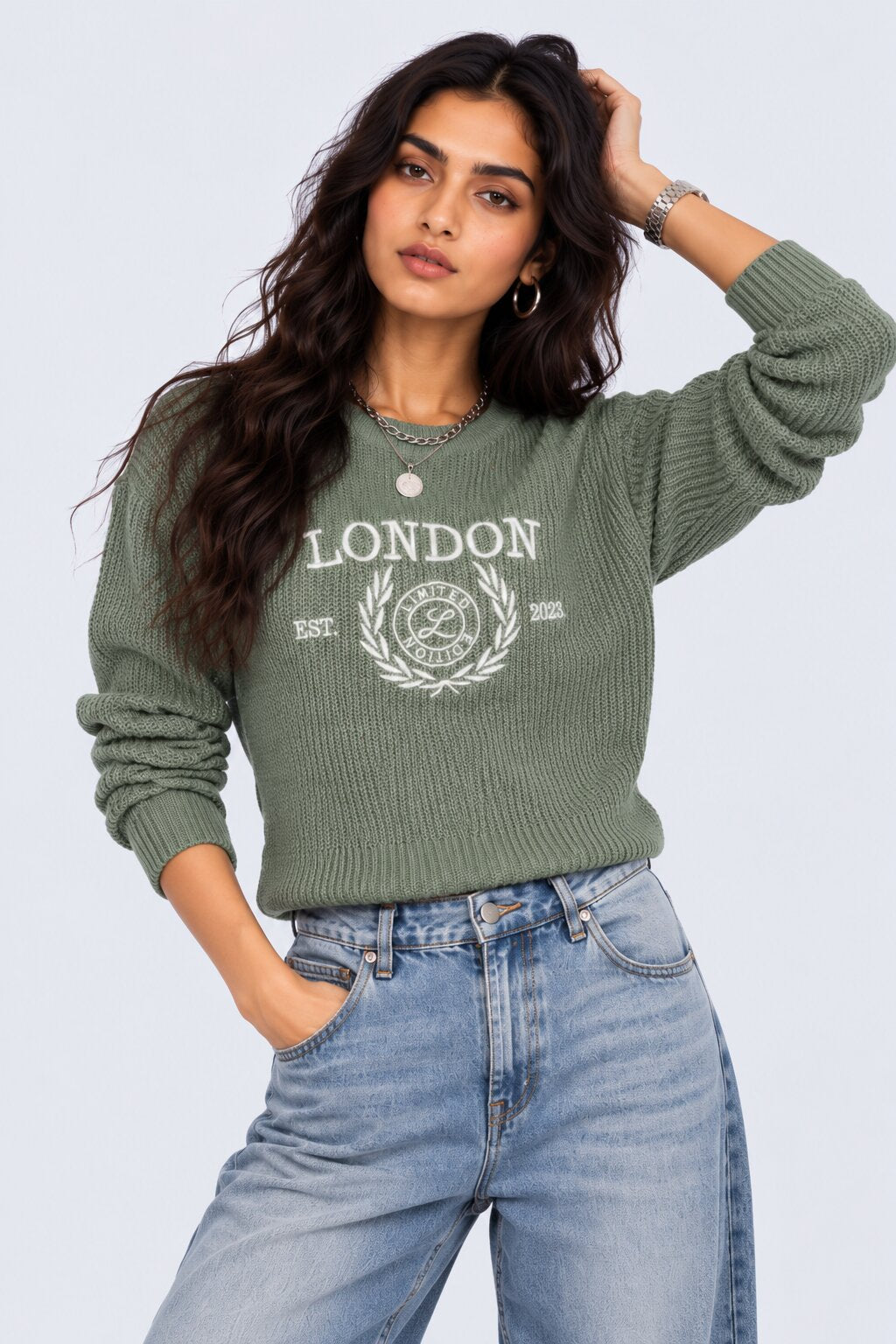 Womens Mint London Graphic Sweater - Image 2