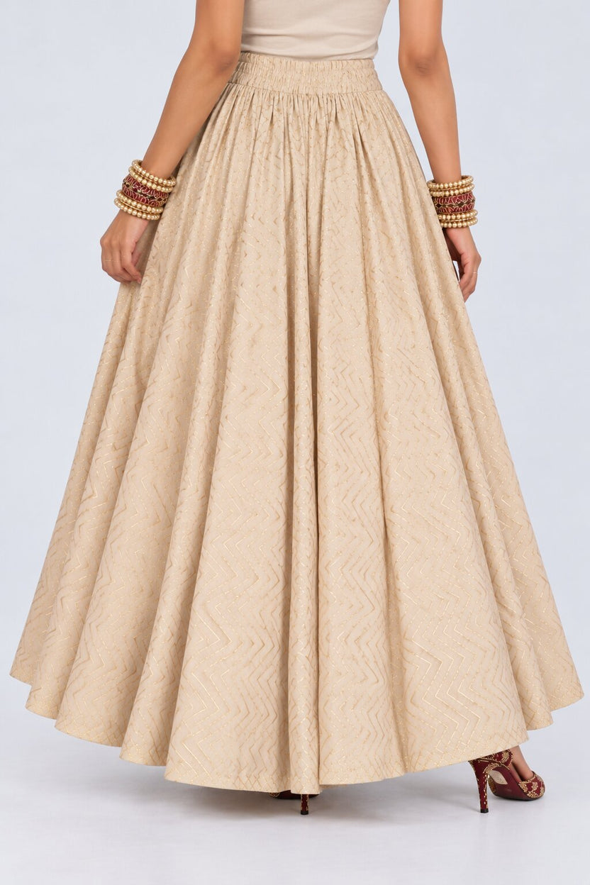Cream Gold Foil Print Roman Festive Skirt - Image 4