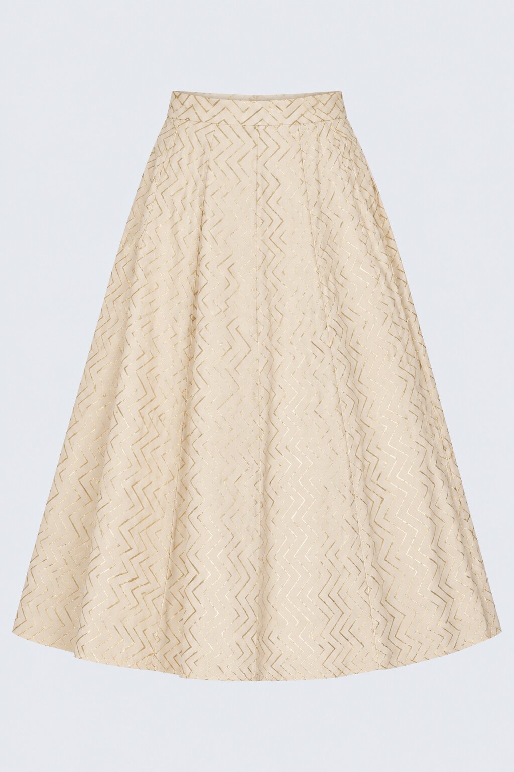 Cream Gold Foil Print Roman Festive Skirt - Image 6