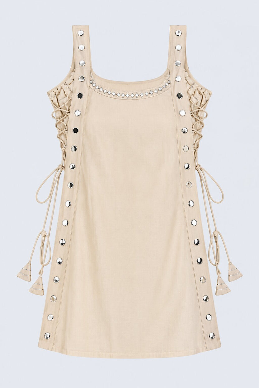 Womens Cream Mirror Detail Ethnic Tunic - Image 6