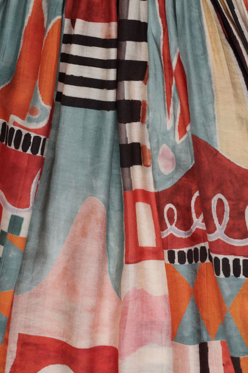 Womens Multi-Coloured Abstract Print Midi Dress - Image 7