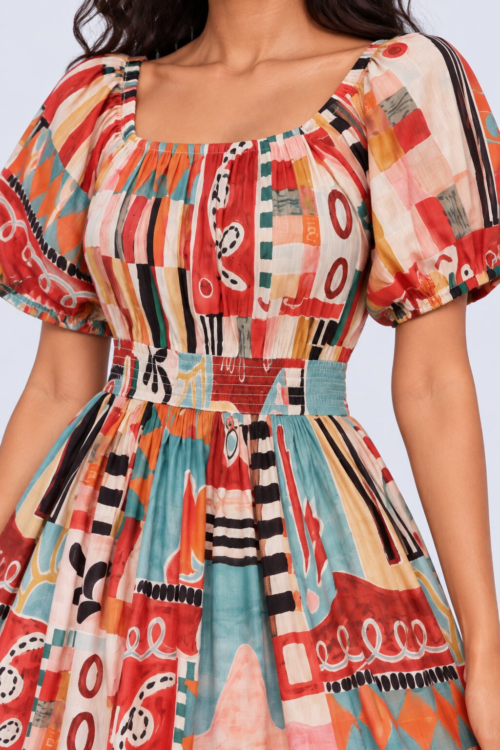 Womens Multi-Coloured Abstract Print Midi Dress - Image 8