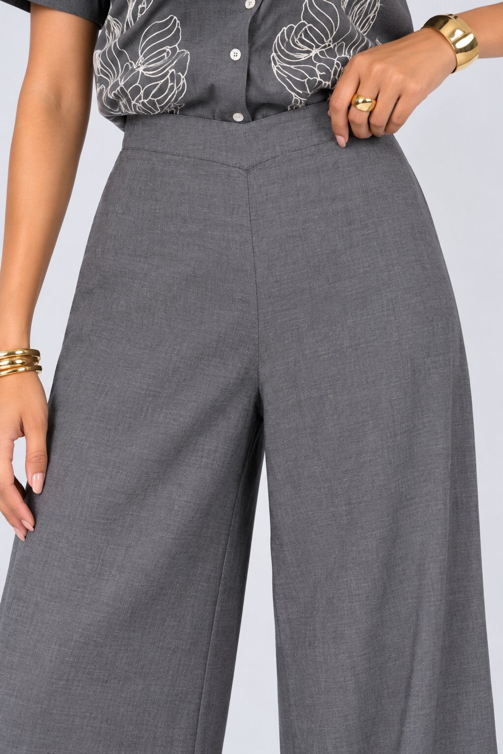 Grey Embroidered Shirt and Pant Set - Image 3