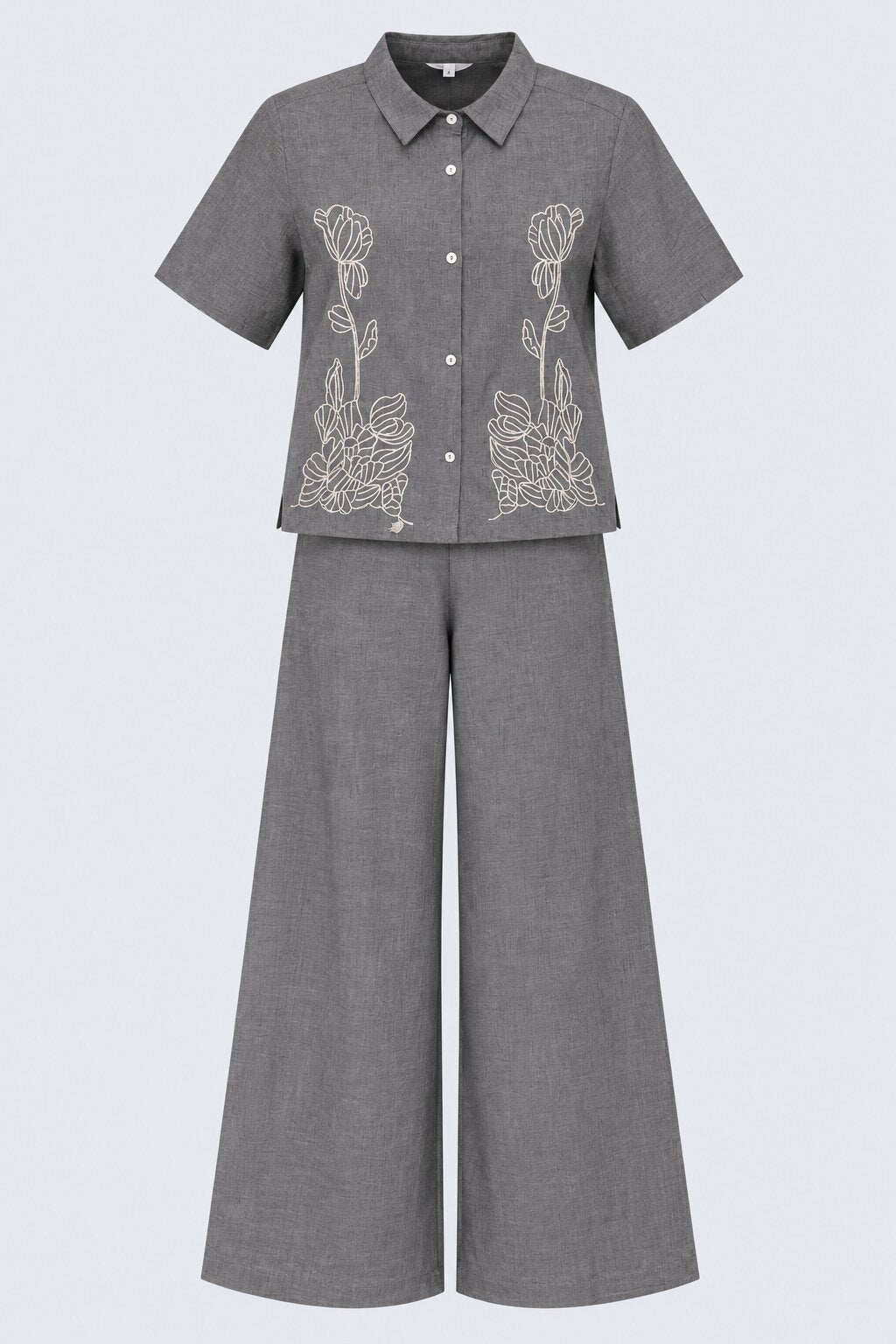 Grey Embroidered Shirt and Pant Set - Image 6