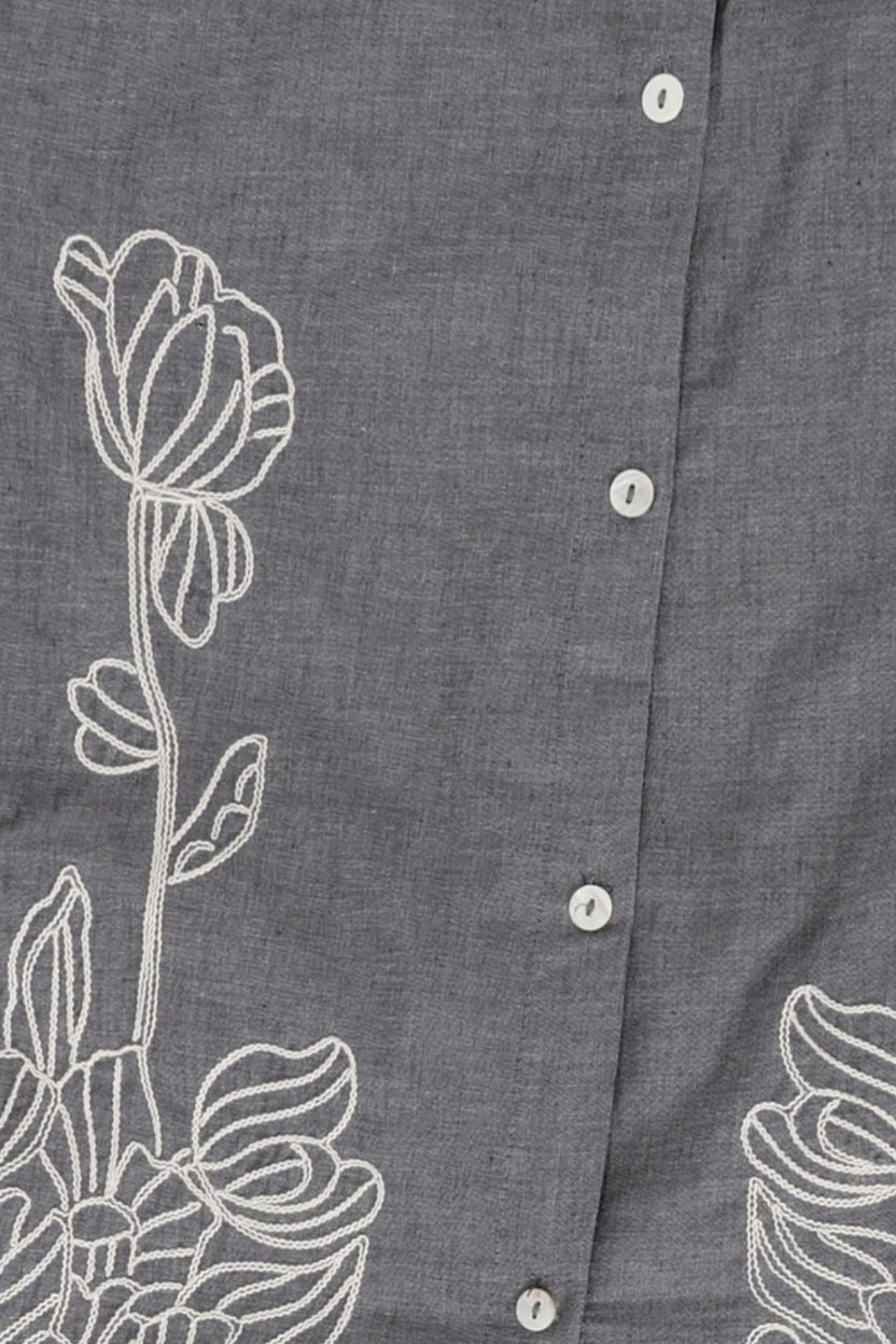 Grey Embroidered Shirt and Pant Set - Image 7