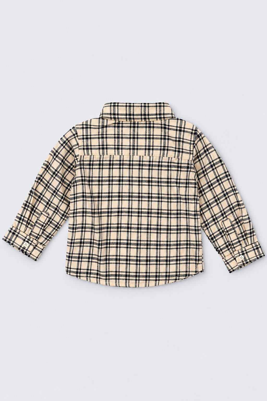 Infant Boys Beige Checked Full Sleeve Shirt - Image 3