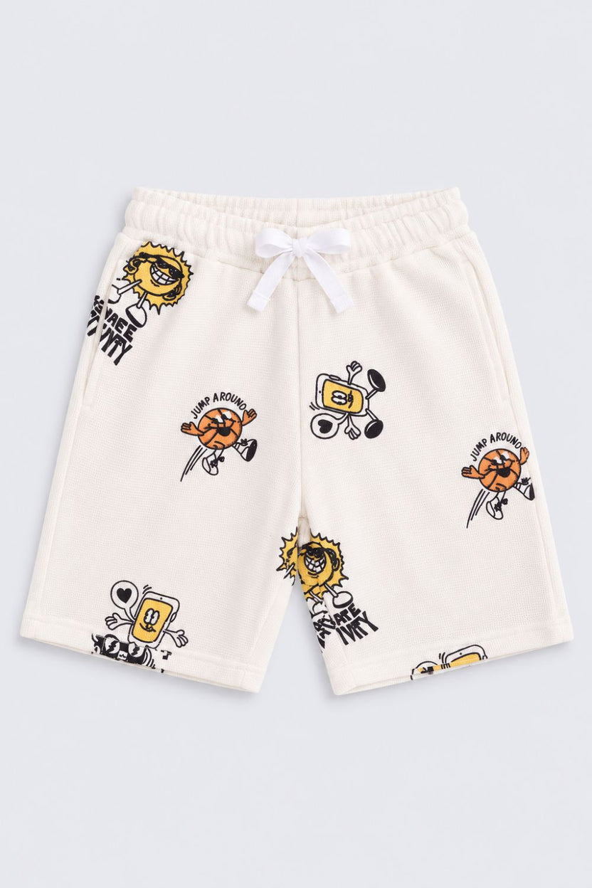 Boys White Graphic Print Co-ord Set - Image 2