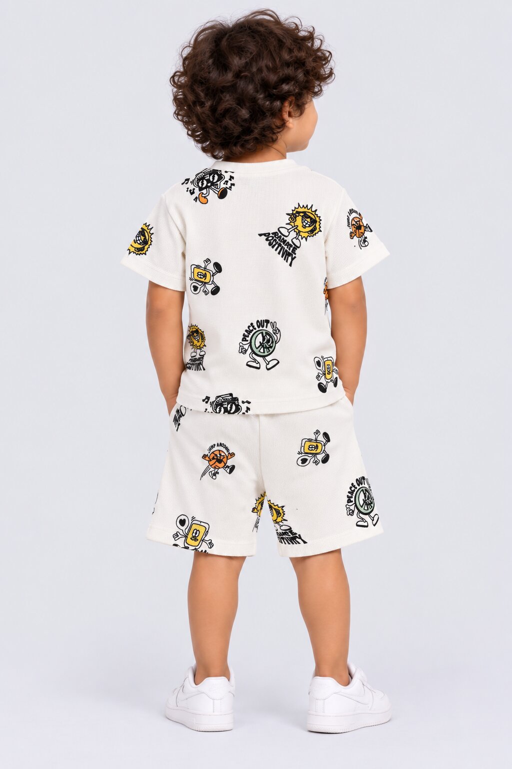 Boys White Graphic Print Co-ord Set - Image 3