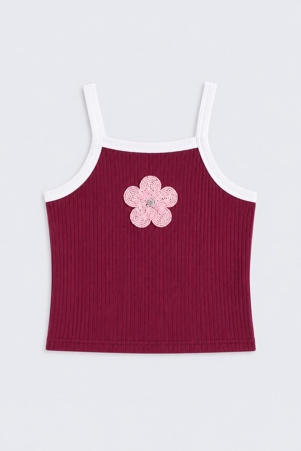 Girls Wine Floral Layered Top - Image 2