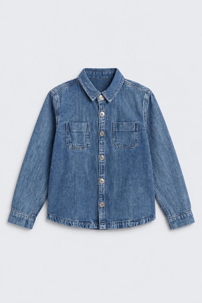 Tweens Boys Washed Denim Casual Shirt - Image 2