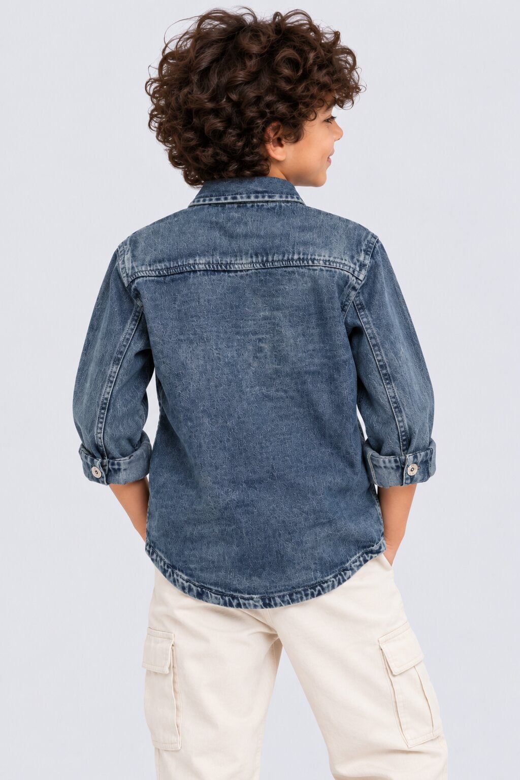 Tweens Boys Washed Denim Casual Shirt - Image 3