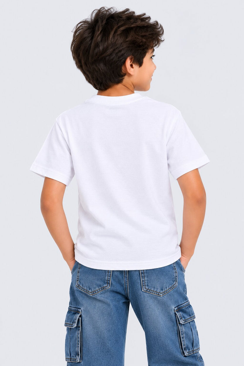 Tweens Boys White Typographic Print Cotton T-Shirt - Image 3