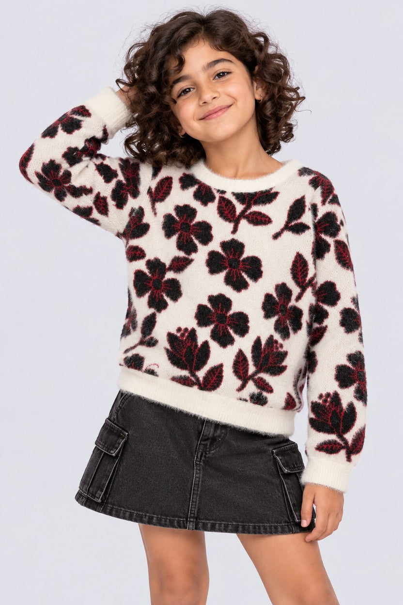 Off White Knit Tweens Girls Sweater - Image 1