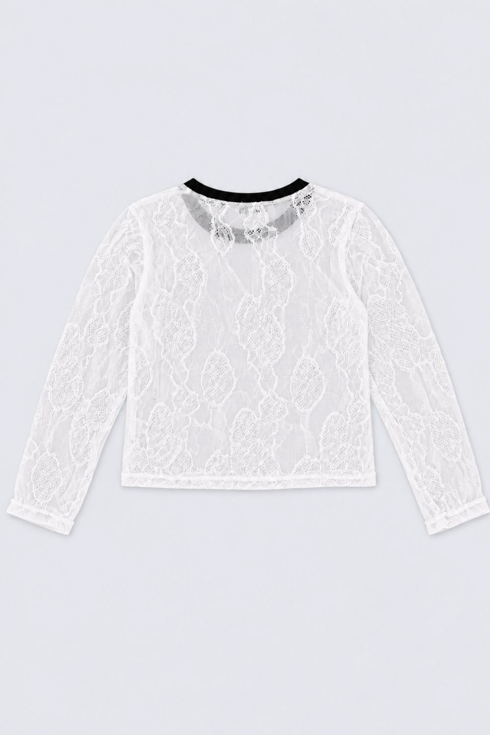 Tweens Girls White Ribbed Top With Lace Overlay - Image 5