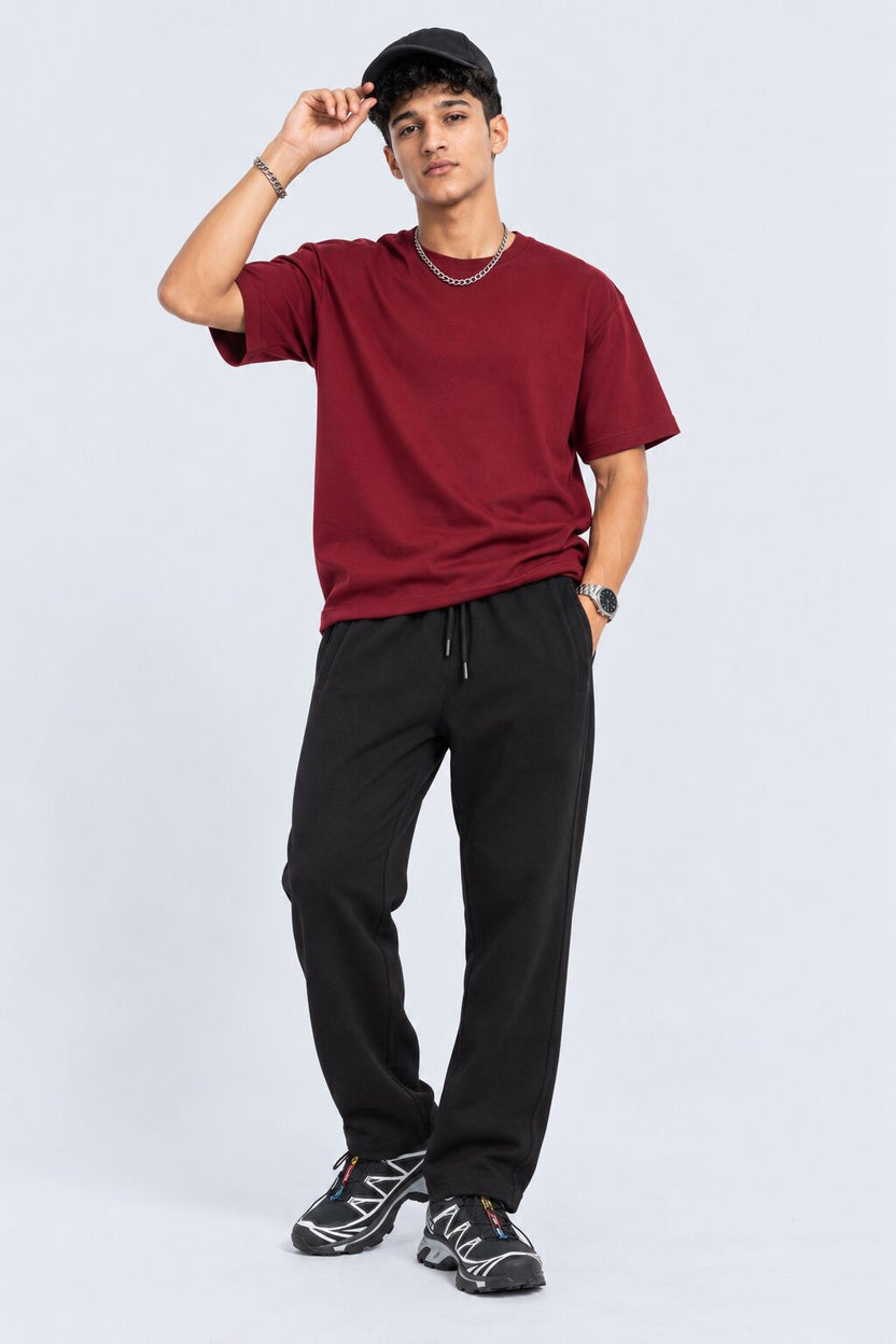 Mens Black Solid Cotton Blend Joggers - Image 6