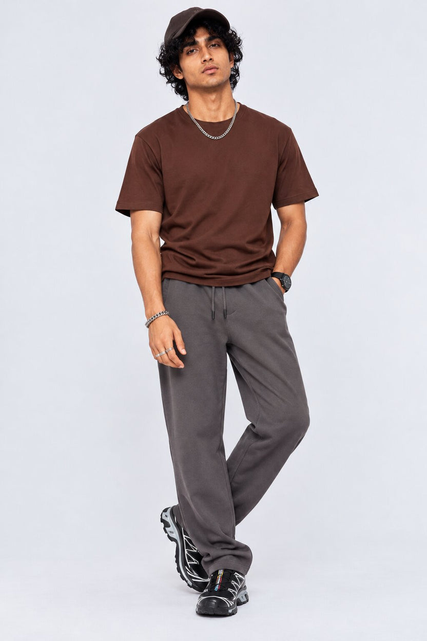 Brown Solid Cotton Crew Neck T-Shirt - Image 6