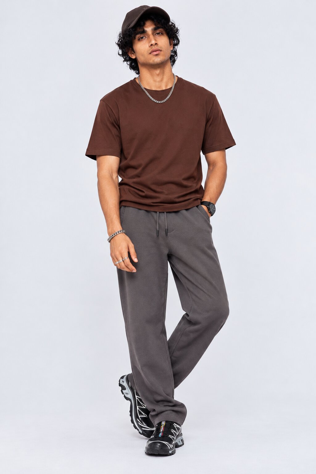 Brown Solid Cotton Crew Neck T-Shirt - Image 6