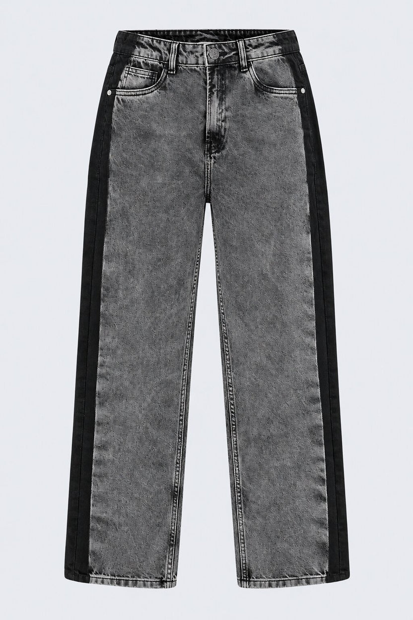Mens Dark Charcoal Washed Loose Fit Jeans - Image 7