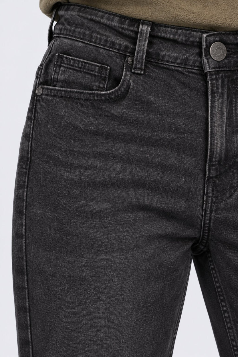 Mens Charcoal Solid Cotton Slim Fit Jeans - Image 3