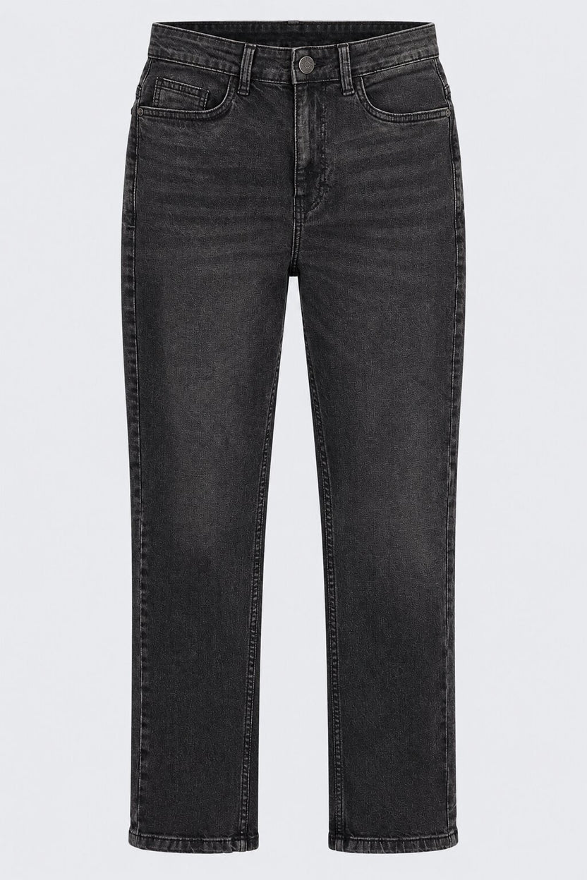 Mens Charcoal Solid Cotton Slim Fit Jeans - Image 7