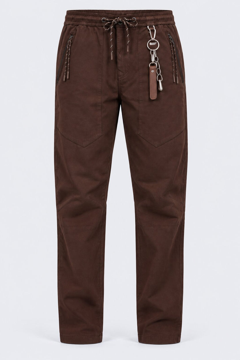 Mens Dark Brown Regular Fit Solid Trouser - Image 7